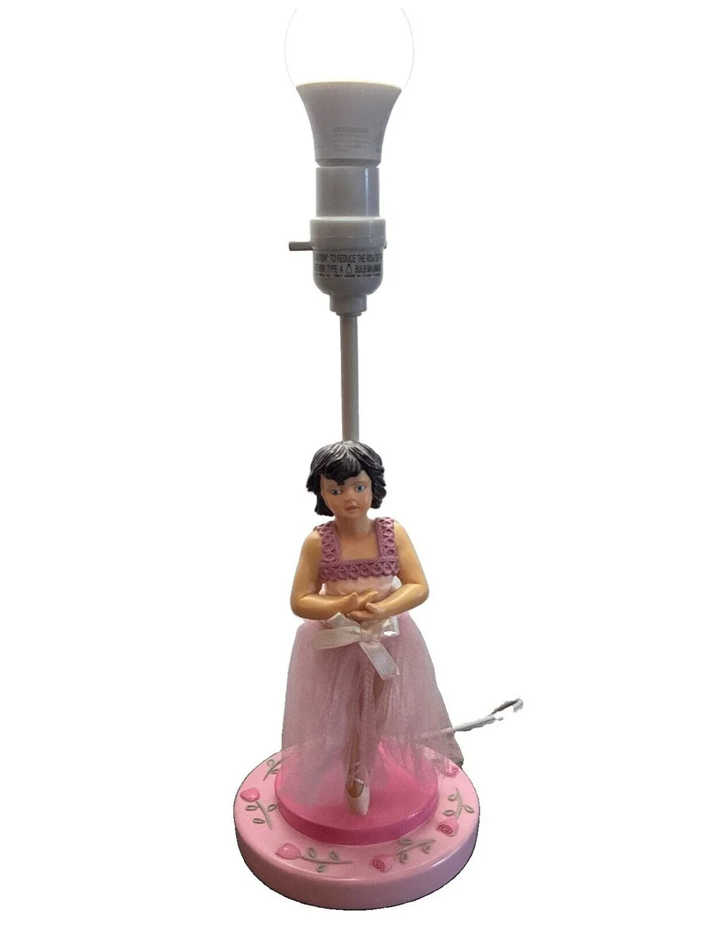 Vtg P.J. Kids Ballerina Doll in Pink Tutu Table Top Lamp